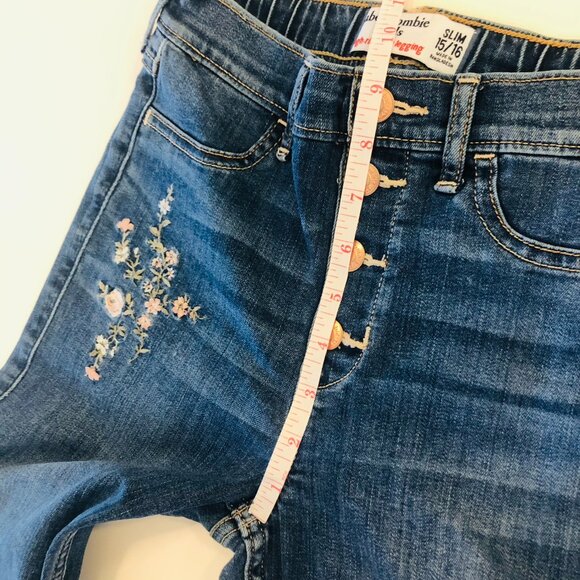 Abercrombie Kids High-rise jean legging Girls Size SLIM 15/16 Embroidered Flower - Picture 13 of 16